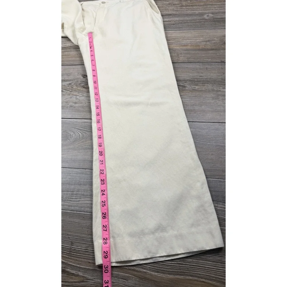 VTG Banana Republic Wide Leg Mid Rise Linen Blend Trousers Pant Size 12 Career